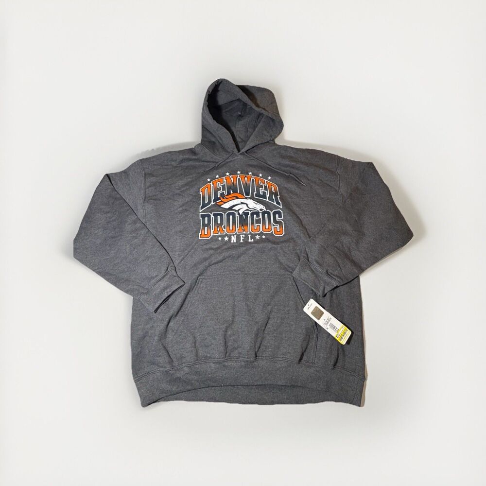NWT Denver Broncos NFL Pullover Hoodie Men’s XL Gray CSA Football Sweatshirt